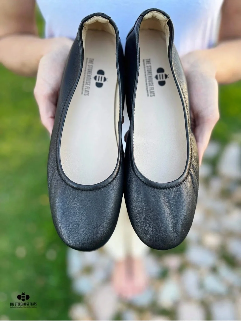 The Storehouse Black Flex Leather Flats-size 8